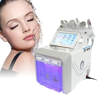 Hydrogen Oxygen Facial Beauty Machine, FAZJEUNE 6 in 1 Oxygen Facial Sprayer Multifunctional Vacuum Face Sprayer Skin Scrubber Spray Dermabrasion Machine Small Bubble Device for Home Spa Salon
