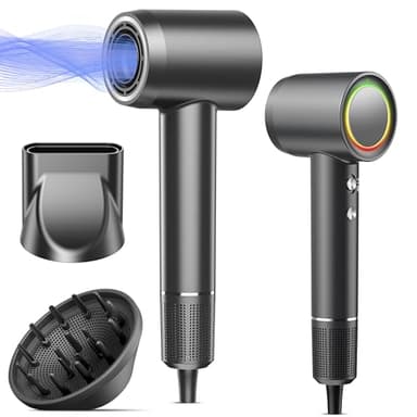OIMYE High Speed Hair Dryer with Ionic Care, Fast Drying Blow Dryer with Magnetic Diffuser & Nozzle, Smart Heat Control, Low Noise Lightweight Hairdryer for Curly, Thick & Frizzy Hair