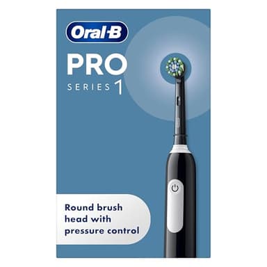 Oral-B Pro 1 Electric Toothbrush For Adults, Oral B Electric Toothbrushes Adults, With 3D Cleaning, 1 Toothbrush Head, Gum Pressure Control, 2 Pin UK Plug, Black