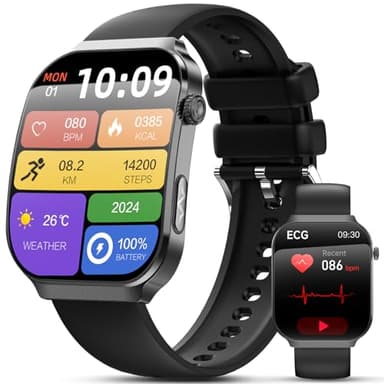 Lgnitek 2026 Smart Watch ECG+HRV/BMI, 2,2" Upgrade 3D-Curved-Display Bluetooth Calls Health Watch with Blood Pressure/SpO2/Heart Rate/Sleep Monitor/Mini-Health Check Fitness Watch for Android& iOS