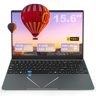 LEEDOW 15.6 inch FHD Laptop Quad Core N95 Processor(Up to 3.4GHz), Laptops 16GB RAM LPDDR4 512GB SSD, Laptop Computer with Touch ID, WiFi 5/Bluetooth 4.2/USB 3.0/Mini HDMI Suitable for Office