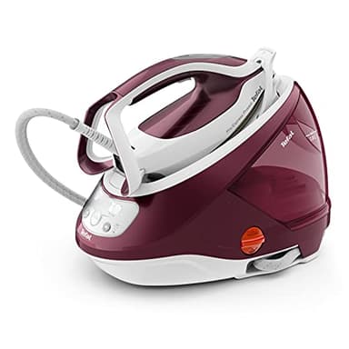 Tefal High Pressure Steam Generator Iron, 135g/min Steam Output, Non-Stick Durilium Soleplate, 540g/min Steam Boost, 7.5-Pump Bars with Pro Express Protect Technology, White & Burgundy, (GV9220)