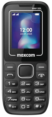 Maxcom MM135L Basic Mobile Phone 2G Dual SIM Unlocked Feature Phone with 1.77" Screen – Ideal Cheap MobilePhone for Senior Phone User Charges from any USB-C Port Ergonomic Design - Black