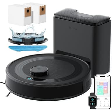 Lefant M2 Plus Robot Vacuum and Mop, Self-Emptying, 6000Pa Suction, 75-Day Hands-Free, dToF Laser Navigation, PSD Obstacle Avoidance, for Hard Floors & Carpets, WiFi 2.4G/5G, Black