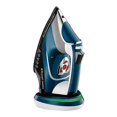 Russell Hobbs Steam Iron [2600W, 210g/min extra steam boost] One-Perfect-Temperature Cordless (cordless with base station & opt temperature for all fabrics, max 25 sec ironing time) 26020