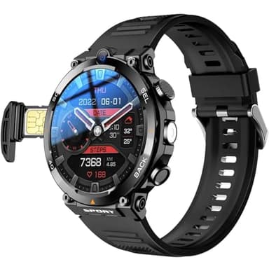 4G SIM Card Smartwatch, Smart Watch for Men, with 1.39" Round Screen, Answer/Make Call, Front/Side Dual Cameras, Function NFC, IP67 Waterproof, Gifts for Men