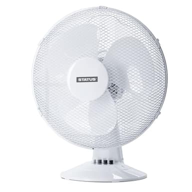 Status 16 inch Oscillating portable Desk Fan | 3 Speed Adjustable Angle Fan | White | S16DESKFAN1PKB