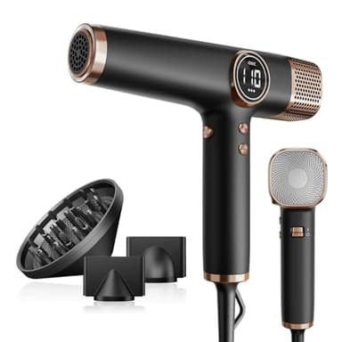 Faszin Hair Dryer, Lightweight Hairdryer with 110,000 RPM High Speed Motor for Fast Drying, 200 Million Ionic Hairdryers for Women & Men, Low Noise Hair Dryers, with 3 Magnetic Nozzle