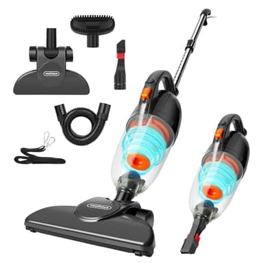 VonHaus Stick Vacuum Cleaner 800W 17000Pa Corded – 2 in 1 Upright & Handheld Vacuum Cleaner with Lightweight Design, HEPA Filtration, 1.3L Dust Tank, Crevice Tool & Upholstery Brush - Grey
