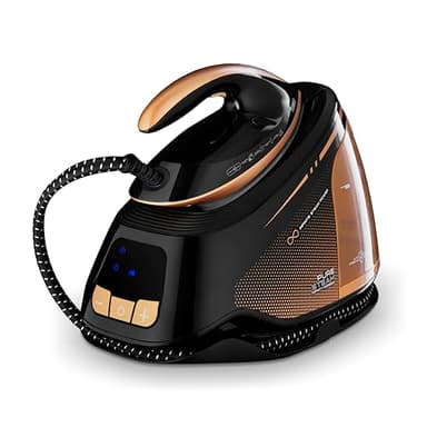 Tower T22030GLD PureSteam Infinity Xpress 8 Bar Steam Generator Iron, Ceraglide NanoElite Soleplate, AI-Auto Limescale Attack System, One Temp Technology, 1.5L Dual Tank Capacity, 3000W, Black & Gold