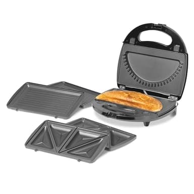 Daewoo 3-in-1 Sandwich, Panini & Crimp Maker 750W, Interchangeable Non-Stick Plates with Cook & Power Indicators, Easy Clean And Compact Design