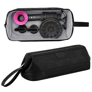 Kyrio Hair Dryer Universal Zipper Storage Bag Compatible with Dyson Supersonic Hair Dryer Dyson Airwrap Styler Accessories, Travel Portable Cosmetic Organizer Case (Black)