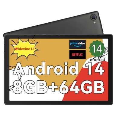 Whitedeer Tablet 10 inch Octa-Core Processor Android 14 Tablet, Face ID丨OTG, 8GB+64GB/1TB TF, 1280*800丨5G WiFi丨BT5.3丨Tab PC with Dual Camera 5MP+8MP, Support Split-Screen, 5000mAh, Widevine L1(Black)