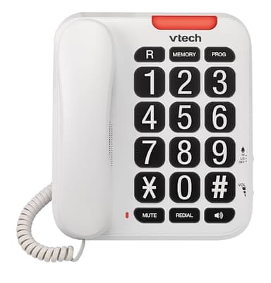 Vtech SA3100 Corded Senior Phone for Elderly with High-Contrast Large Buttons,Multilingual Talking Digits,Visual Ringer,Speed Dial,Speakerphone,No AC Power,Earpiece and Speakerphone Volume Control