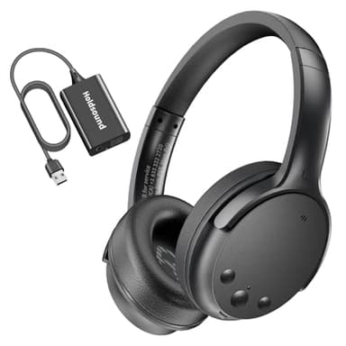 Holdsound Wireless Headphones for TV Listening, TV Headphones Wireless for Seniors with USB Transmitter, 25hrs, No Lip-Sync Delay, Plug and Play,Gifs for Elderly, Black