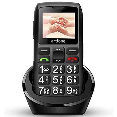 artfone C1Plus Big Button Mobile Phone,Senior Mobile Phone for Elderly People,Dual SIM Basic Phones with Charging Dock,1800mAh,SOS,Easy to Use - Black