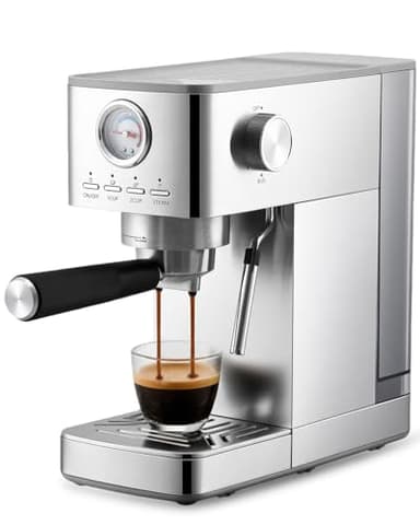 Aptliton Espresso Coffee Machine 15Bar Barista Pump Espresso Maker with Milk Frother for Lattes and Cappuccino 1.4L Water Tank One-Touch Operation Pressure Counter Compact for Home and Office Use
