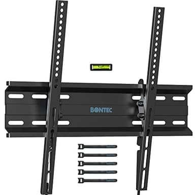 BONTEC Ultra Slim TV Wall Bracket, Tilting TV Wall Mount for 23-60 Inch Flat and Curved TVs, Low Profile Wall Mount 30mm from Wall, Max VESA 400x400mm, Holds 45kg, Includes 5 Cable Ties