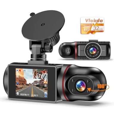 Dash Cam Front and Inside, Dashcam for Cars 1080P Dual Dash Camera with 32G Card Car Adjustable Lens Dash Cam 2 Channel with Night Vision, G-sensor, Loop Recording Dash Cams for Uber Truck Taxi Driver