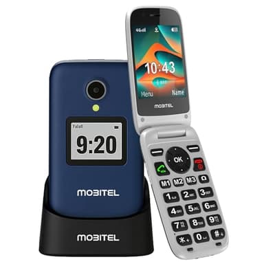 Mobitel 8010 4G Flip Phone for Elderly Big Button Mobile Phone for Seniors SIM Free Unlocked Senior Mobile Phone with SOS Emergency Button Loud Speaker Charging Dock Easy to Use Simple Phone (Blue)