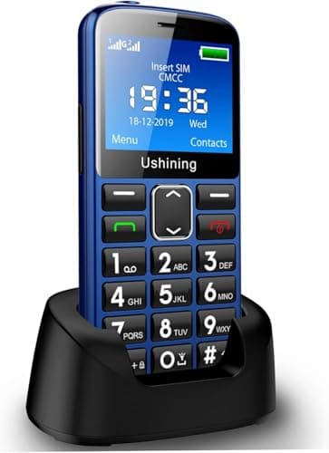 CHAKEYAKE Big Button Mobile Phone for Elderly Easy to Use Basic Cell Phone Dual Sim Free Unlocked Senior Mobile Phone with SOS Emergency Button, Charging Dock, Hearing Aid Compatible (blue)