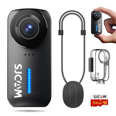 SJCAM C110Plus 64GB Card Magnetic Mini Body Camera,4K 170° Fov Bodycam with Audio & Video Recording, 6-axis Stabilisation,8x Zoom,30M Waterproof Pocket Action Cam Vlogging Camera,f/1.8 POV Cam,Black