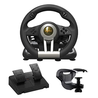 PXN V3 PRO Gaming Steering Wheel and Pedals, 180° Racing Wheel with Vibration Feedback, Steering Wheel, Gaming Wheel for PC, PS3, PS4, Xbox One, Xbox Series X/S, Switch -Black