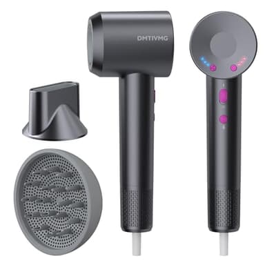DMTIVMG Hair Dryer 160,000RPM, 500 Million Ionic Hairdryer, 12 Modes (4 Heat & 3 Speed), Hair Dryer with Diffuser & Magnetic Nozzle, Quiet Lightweight Hairdryers for Women Man