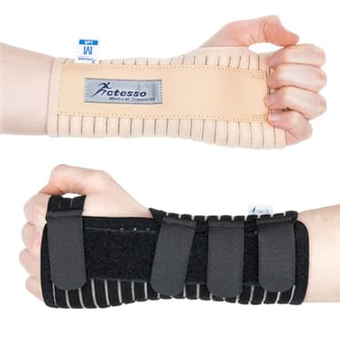 Actesso Breathable Wrist Support Brace Splint - Ideal for Carpal Tunnel, Sprains, and Tendonitis (Black, Medium, Left Hand)