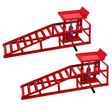 SPOWAY 2PCS Hydraulic Car Ramps, 5T 10000LBS Portable Heavy Duty Hydraulic Car Lift, Red