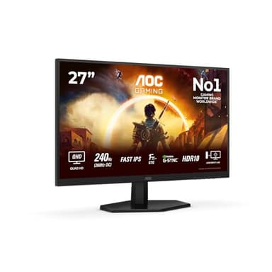 AOC Q27G42ZE 27 inch WQHD Gaming Monitor 260Hz, Fast IPS Panel, 0.3ms MPRT, Adaptive Sync, HDR10, G-Sync Compatible, (2560x1440 HDMI 1x 2.0 DP 1x 1.4) Black