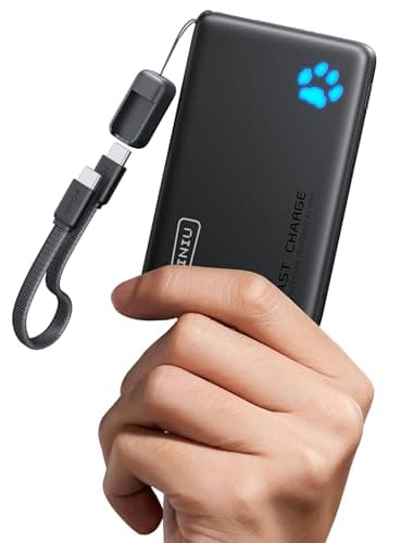 INIU Power Bank, Smaller & Lighter 45W Fast Charging with Attached USB C Cable, 10000mAh Flight-Safe Battery Pack, Travel Mobile Phone Portable PowerBank for iPhone 17 16, Samsung S25, iPad etc