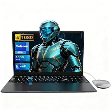 LEEDOW Laptop PC-15.6" 16GB RAM LPDDR4 512GB SSD Laptop Computer Alder Lake-N95 CPU up to 3.4Ghz Notebook Support Touch ID, WiFi, BT Notebook for Work,Student,Movies