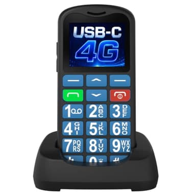 Bravonetix 4G Big Button Mobile Phone for Elderly Easy to Use Basic SIM Free Unlocked Senior Mobile Phone With SOS Emergency Button, Large Volume, Flashlight, FM Radio (Blue)