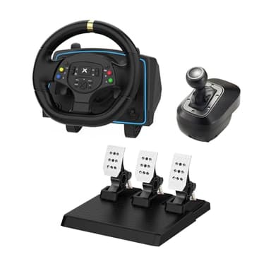 NBCP Gaming Steering Wheel with Hall Effect Metal Pedal and 6-Speed H-Pattern Shifter-1080° Racing Wheel,Dual Vibration,Paddle Shifters,Steering Wheel for PC,PS4,Xbox One,PS3, Xbox Series X/S,Switch