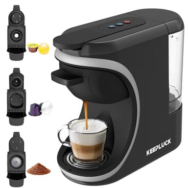 Multifunctional Small Pod Coffee Machine for Nespresso Original, Dolce Gusto Coffee Capsule and Espresso Ground Coffee, Programmable Water Volume, 19Bar, 1450W