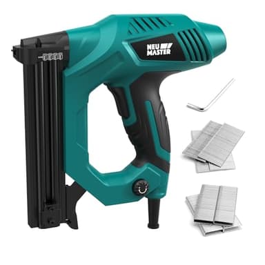 NEU MASTER Electric Nail Gun/Staple Gun,Brad Nailer for Upholstery, Carpentry & Woodworking Projects, Staples 200pcs & Nails 200pcs Included,Uses 18G Nails and Type90 Staples