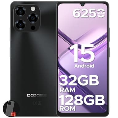 DOOGEE Note 58 Mobile Phones (2025), 6.75" HD+ Mobile Phones, 6250mAh Android 15 Phone, 32GB+128GB/2TB, 16MP+8MP Smart Phone, 4G Dual SIM Free Unlocked, Face ID, Widevine L1, 5G WiFi/OTG/NFC