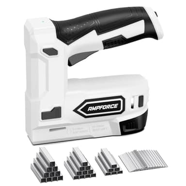 AMPFORCE Electric Staple Gun, 2 in 1 Lithium-ion Electric Stapler, 4V Cordless Brad Nailer Kit with Staples Nails, USB Charger, Power Tacker for Upholstery, Material Repair, Carpentry, DIY