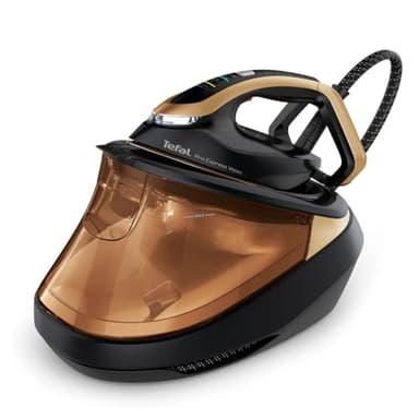 Tefal GV9820G0 High Pressure Steam Generator Iron with Smart LED Light, 750g/min Steam Boost, 9 Bar Pressure, Horizontal and Vertical Steaming, GV9820 Pro Express Vision, Black & Gold