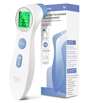 Forehead Thermometer for Adults Kids, Non Contact Touch Infrared LCD Display Digital Baby Thermometers Body Temperature Thermometer, White