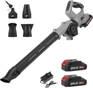 Cordless Leaf Blower, 160 MPH Max Speed, 168 CFM Max Air Volume, 3 Adjustable Speeds, 4 Interchangeable Nozzles, 2 Batteries Included – for Leaves, Snow, Patio, Pool Inflation