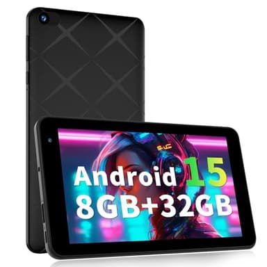 VASOUN 7-inch Android 15 Tablet,8GB(3+5GB Expand) RAM,32GB Storage,Expand to 1TB,5GHZ WIFI,Five Core, IPS Screen,Dual Camera, Bluetooth, Lightweight Tablets PC,Type-C,Black