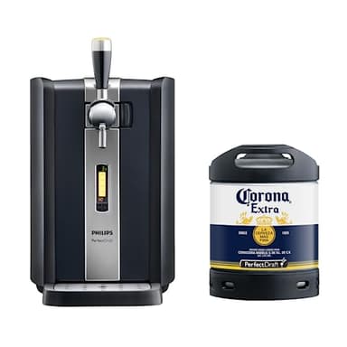 Philips PerfectDraft Draft Beer Bundle with Corona Extra 6L Keg, Black Home Dispenser