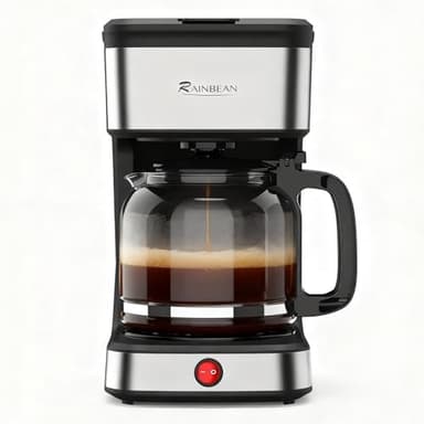 RAINBEAN 15-Cup Drip Coffee Maker,Home/Office Coffee Brewing Machine with Removable Filter,Glass Carafe and Heated Base,Black & Stainless Steel