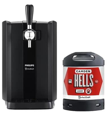 Philips PerfectDraft Draft Beer Bundle with Camden Hells 6L Keg, Black Home Dispenser