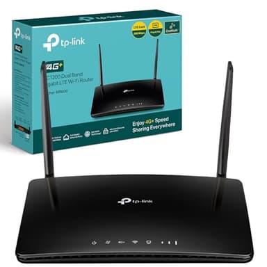 TP-Link Archer MR600 AC1200Mbps 4G+ Cat6 Wireless Dual Band 4G Router With Sim Slot, SIM Slot Unlocked, MU-MIMO technology, WiFi Router Mode, No Configuration required,Guest Network & Parental Control