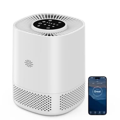 Air Purifier for Home Bedroom, H13 HEPA Filters 99.97% of Dust, Smoke, Odor and Mold, Coverage Area Up to 1200 ft², Sleep Mode (20 dB) and Auto Mode, Three Operating Speeds and Timing Modes, White