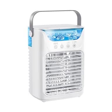 Portable Air Cooler, 4-in-1 Mini Air Cooler With 3 Wind Speed & RGB 7 LED Light & 700ml Water Tank 2-6H Timer, Air Conditioner for Home, Office, Bedroom [Energy Class A+]