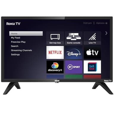 RCA Roku TV 24" Smart TV, 24 Inch HD TV with Apple Netflix Freeview, DVB-T2/T Dolby Audio 3 x HDMI 1 x USB Port, Ideal Large Screen for Small Lounge or Kitchen